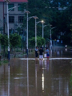 洪水不退，南德路灯屹立不倒